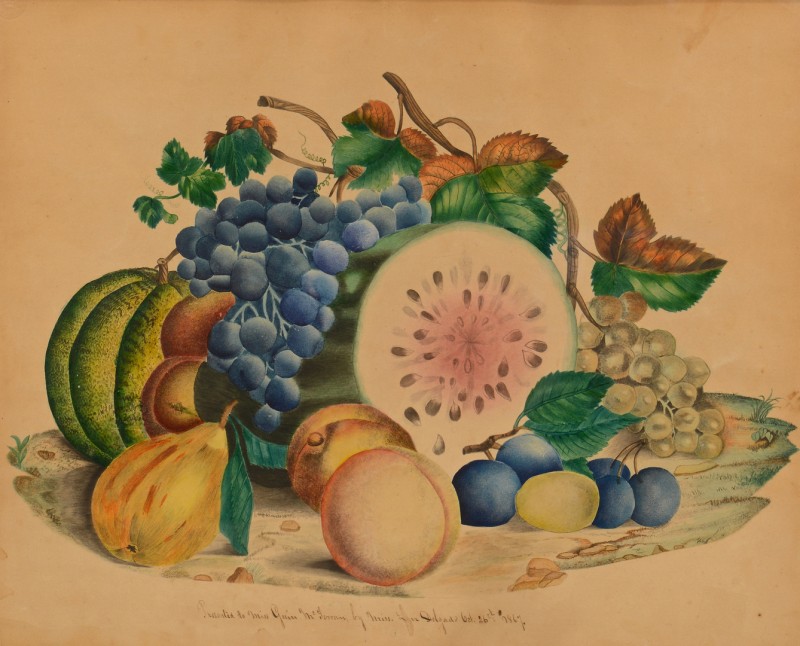 Lot 296: Watercolor Theorem dated 1867, poss. Southern