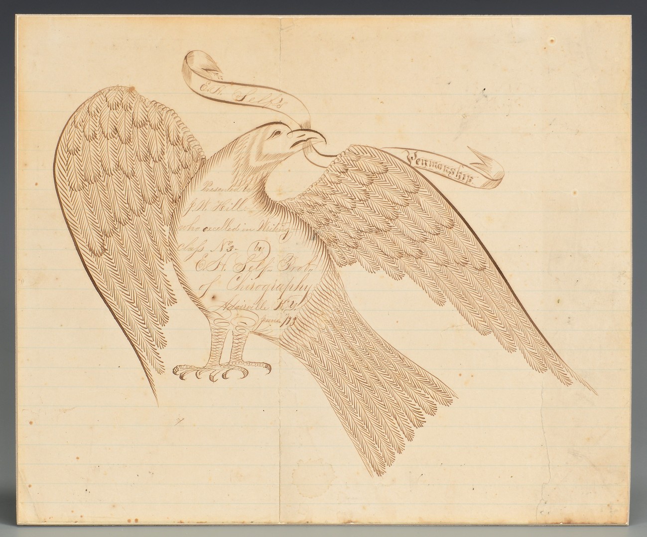 Lot 297: KY Calligraphy Drawing w/Eagle
