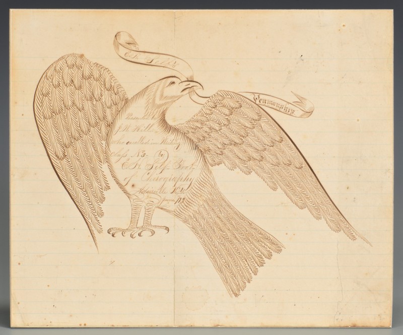 Lot 297: KY Calligraphy Drawing w/Eagle
