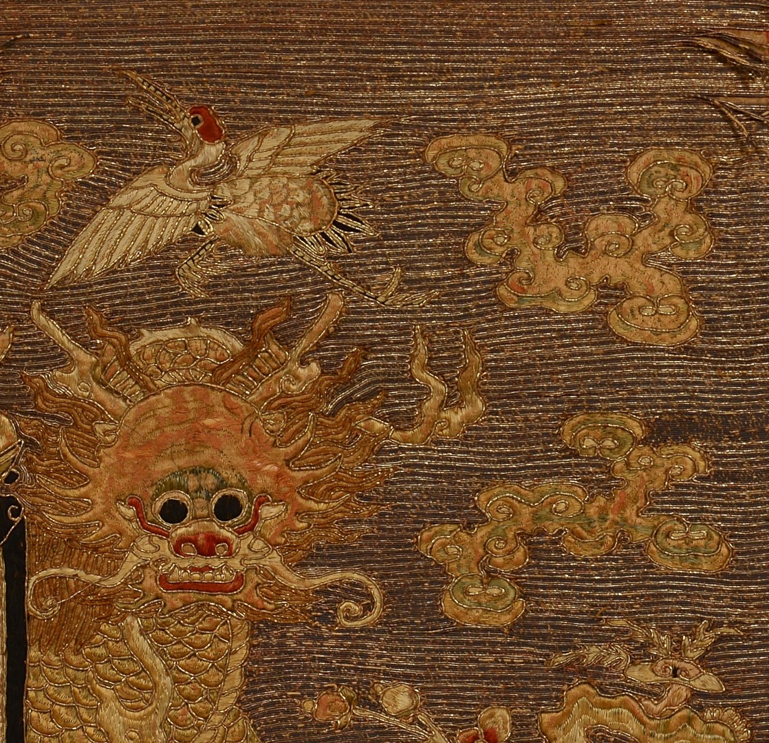Lot 31: 2 Chinese Gilt Embroidered Framed Panels