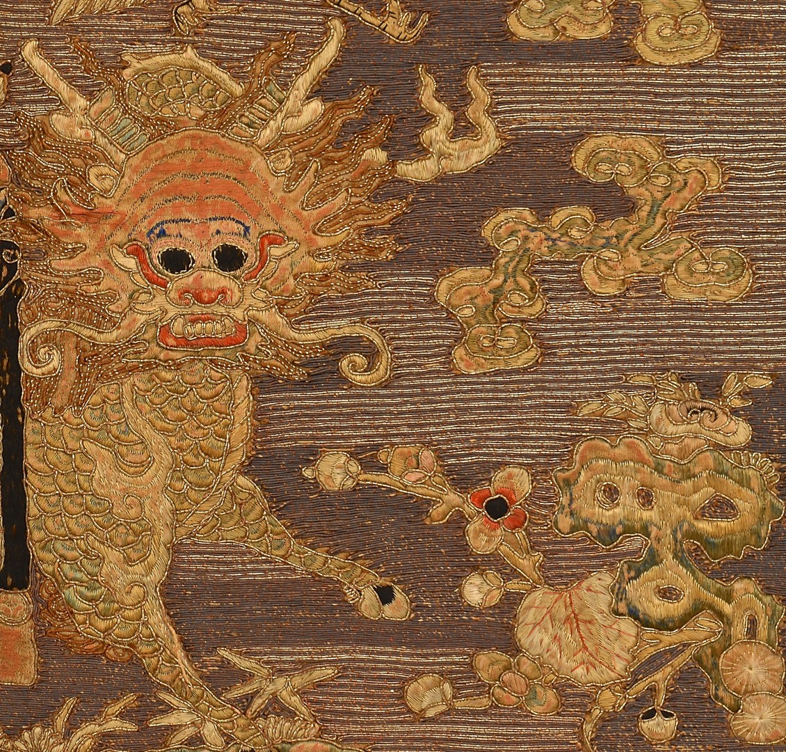 Lot 32: 2 Chinese Gilt Embroidered Framed Panels