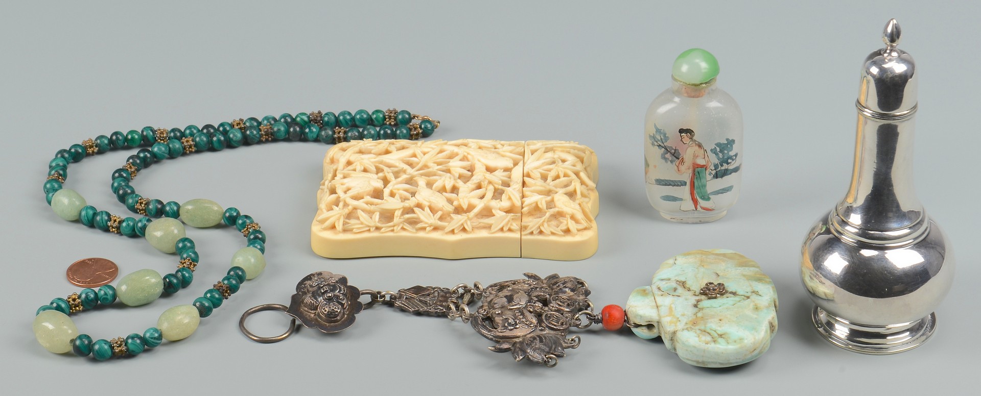 Lot 363: 5 Asian themed items, incl Ivory Case