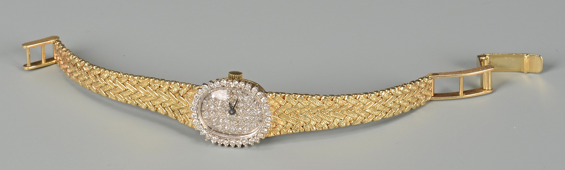 Lot 387: 14k yg Lady's Diamond Wristwatch