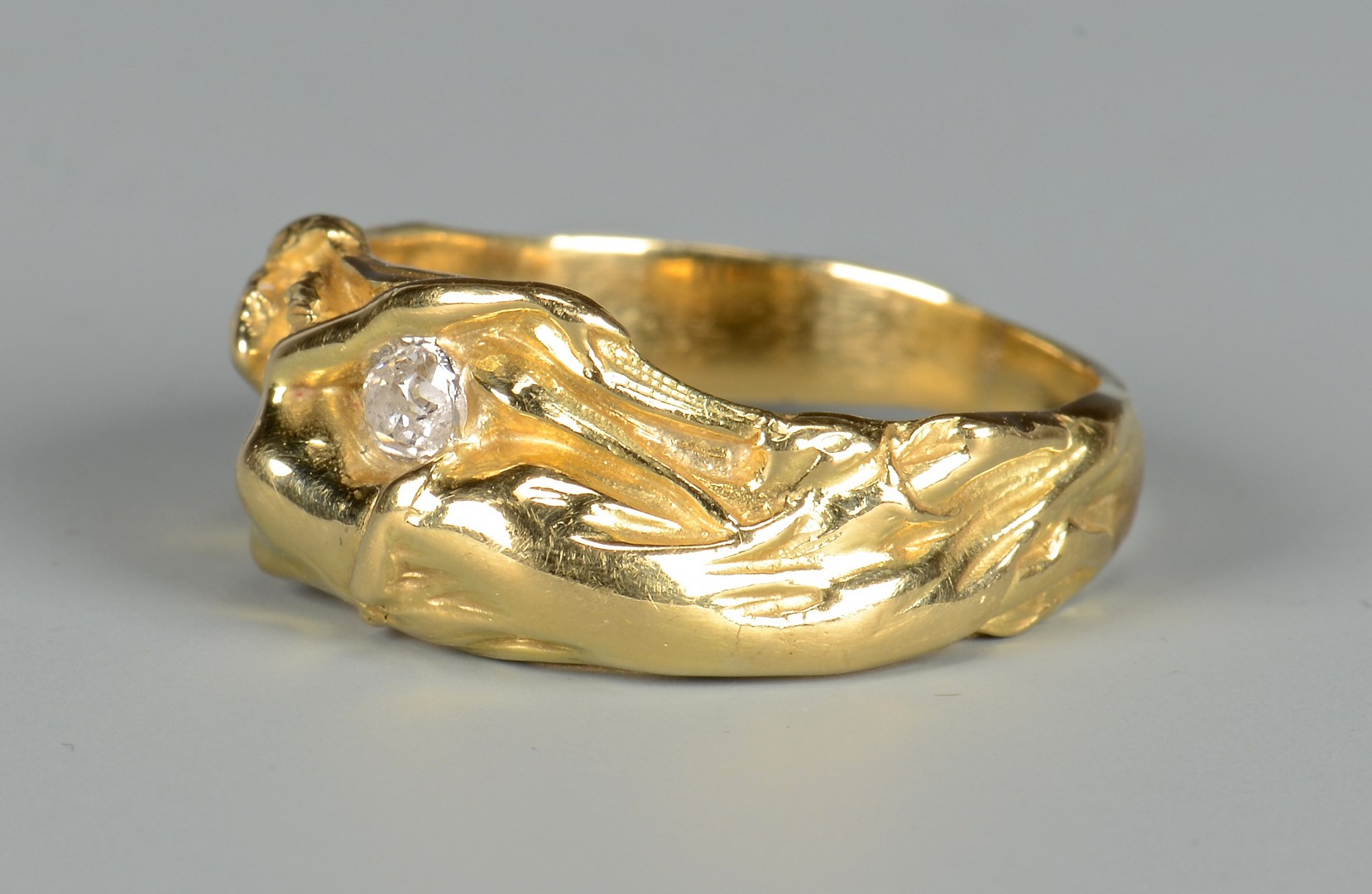 Lot 398: 18K Art Nouveau Female Nude Ring