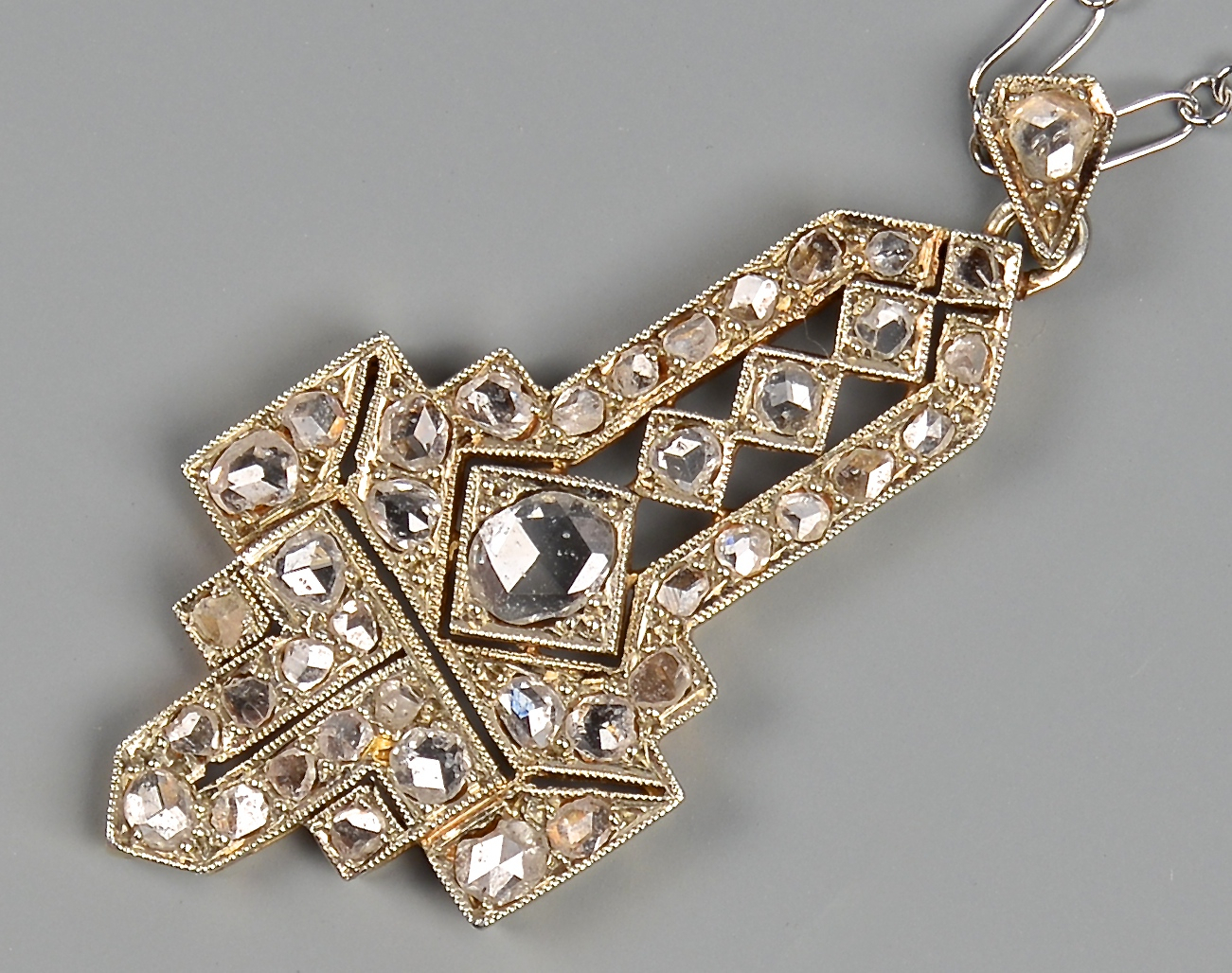 Lot 403: Art Deco plat/18k Diamond Pendant