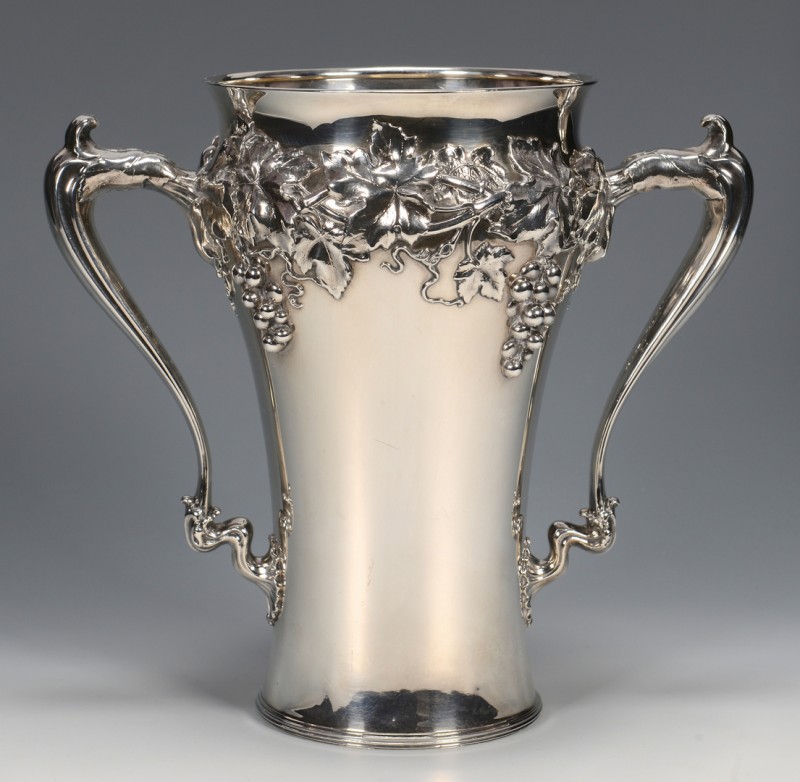 Lot 428: Large Sterling Silver Loving Cup w/ Grape Design