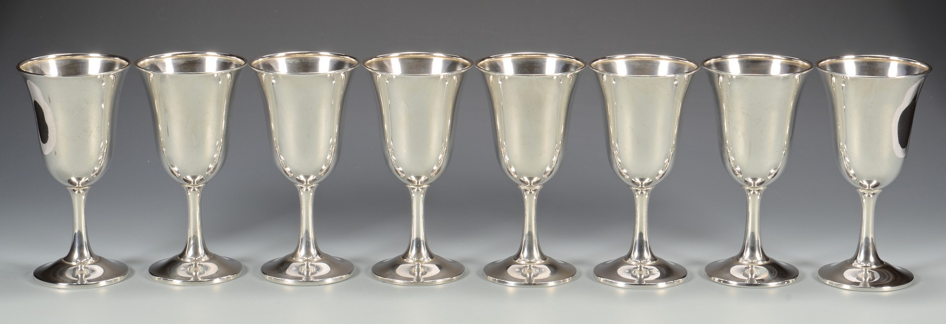 Lot 436: 8 Wallace Sterling Silver Water Goblets