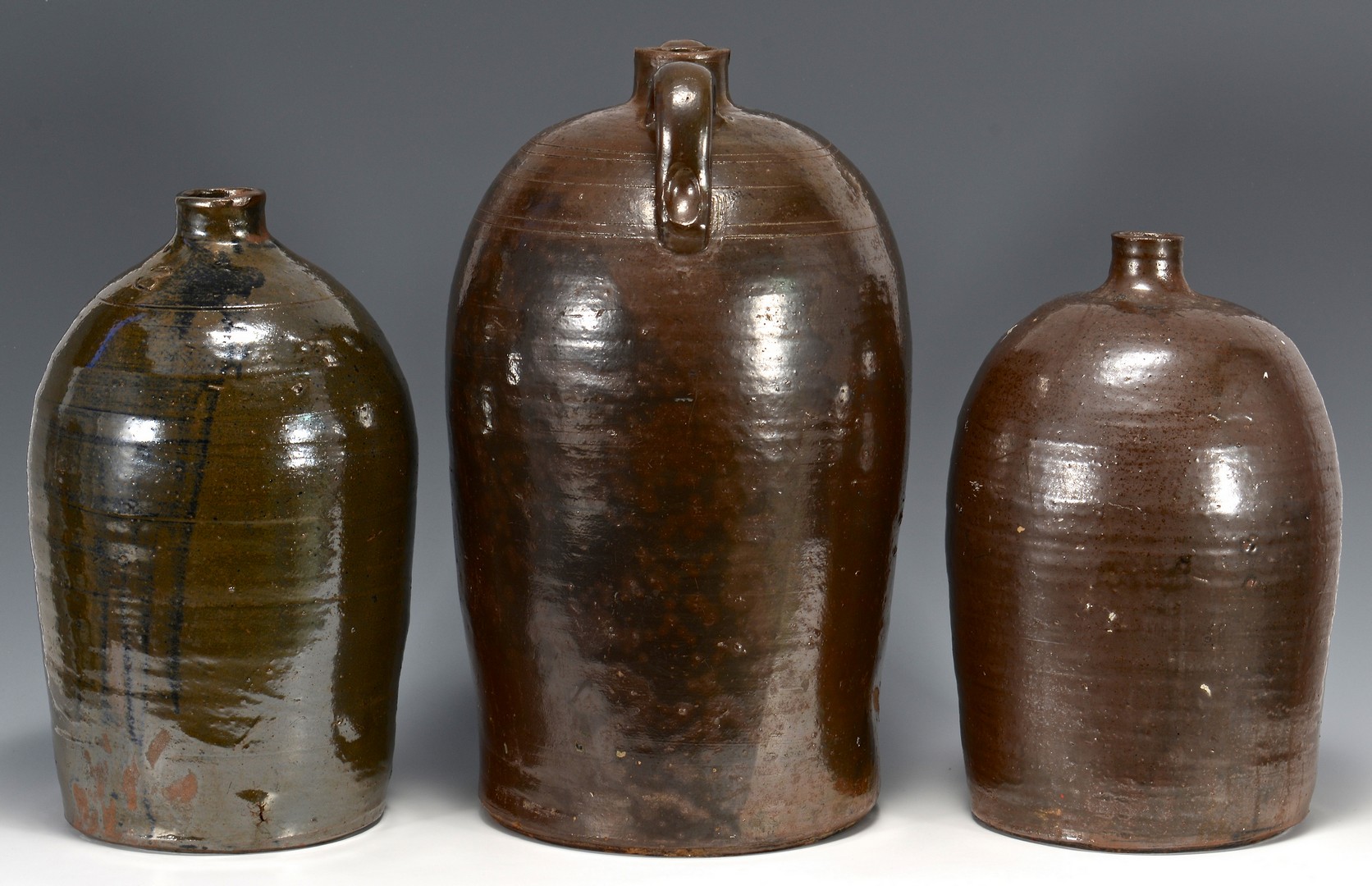 Lot 481: 3 Southern stoneware jugs, prob. GA