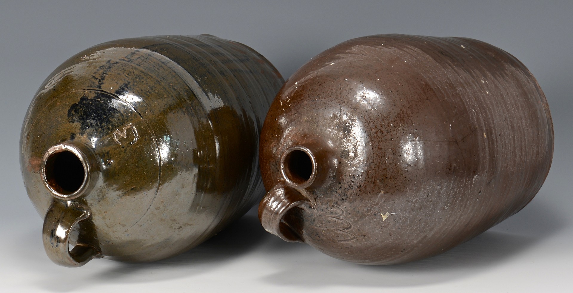 Lot 481: 3 Southern stoneware jugs, prob. GA