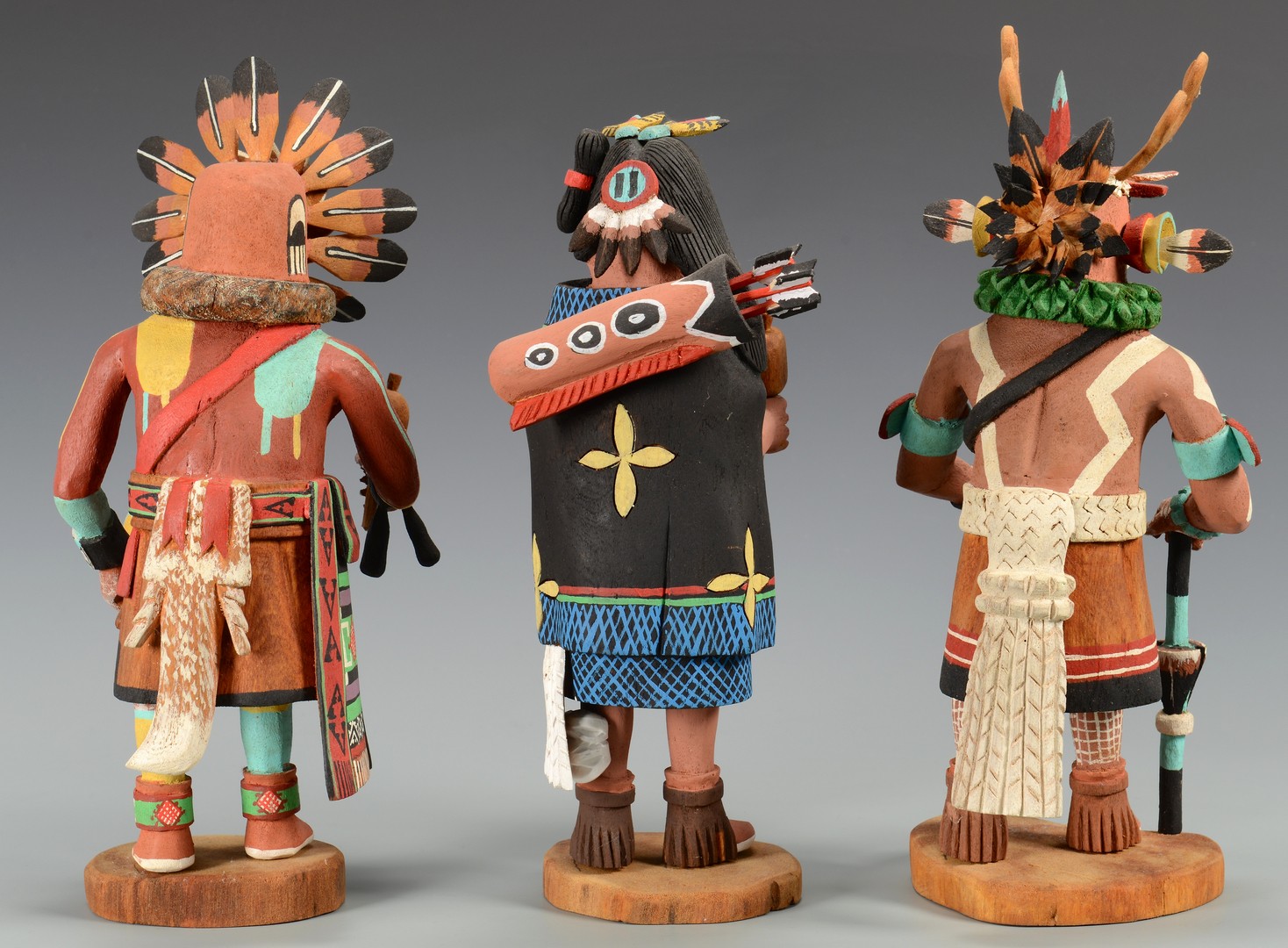 Lot 511: Group of 3 Hopi Kachinas, signed Pat Lanza