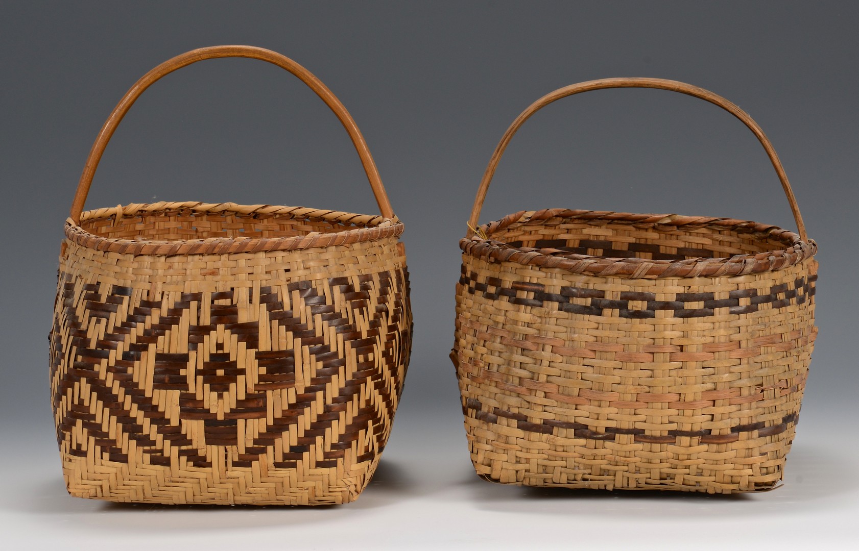Lot 521: 3 Cherokee River Cane Baskets, 2 w/ handles