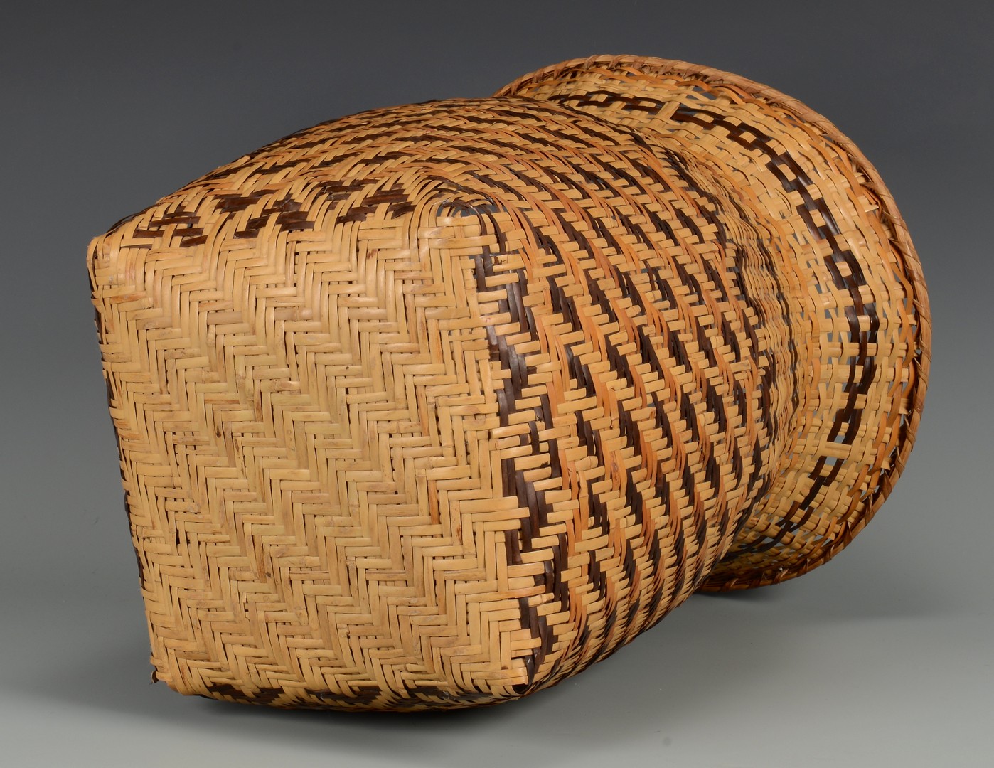 Lot 523: Cherokee Rivercane Basket, Wastebasket form