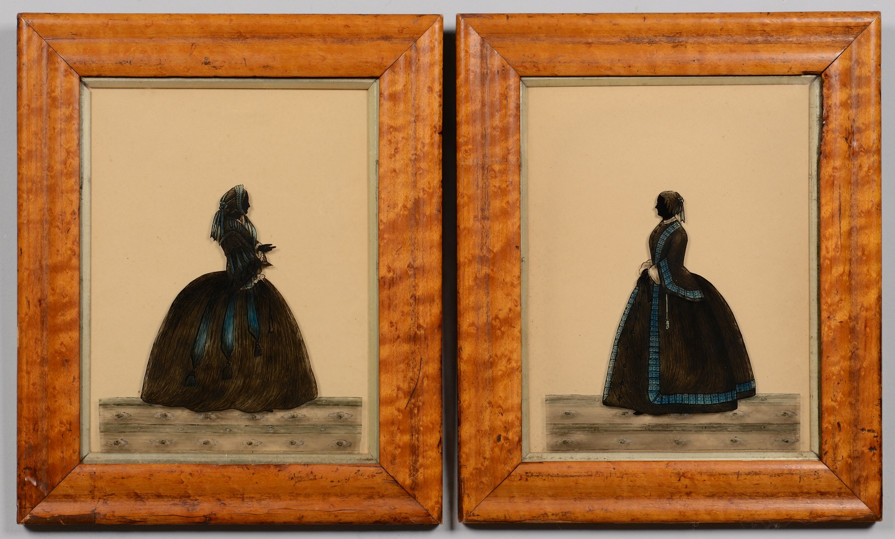 Lot 531: 2 Reverse Silhouette Paintings on Glass