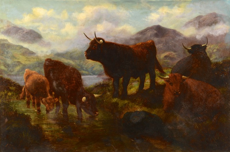 Lot 544: Scottish Oil on Canvas, signed J. S. Fox