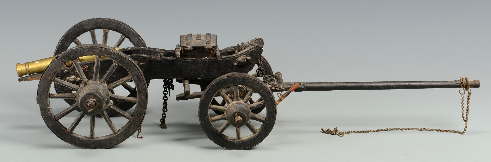 Lot 580: 3 Miniature Cannons w/ Caisson & Other