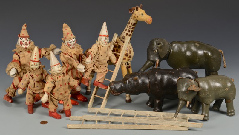 Lot 584: Group of Schoenhut Circus Figures & Animals, 9 pcs.