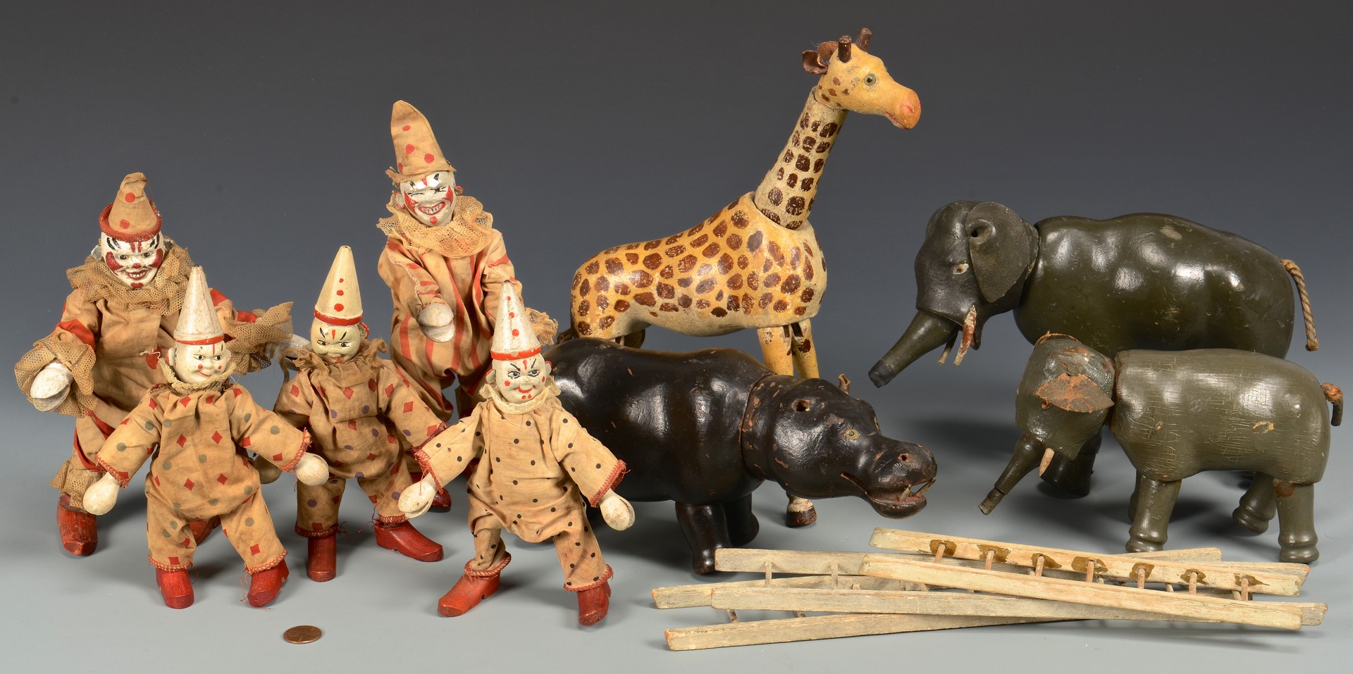Lot 584: Group of Schoenhut Circus Figures & Animals, 9 pcs.