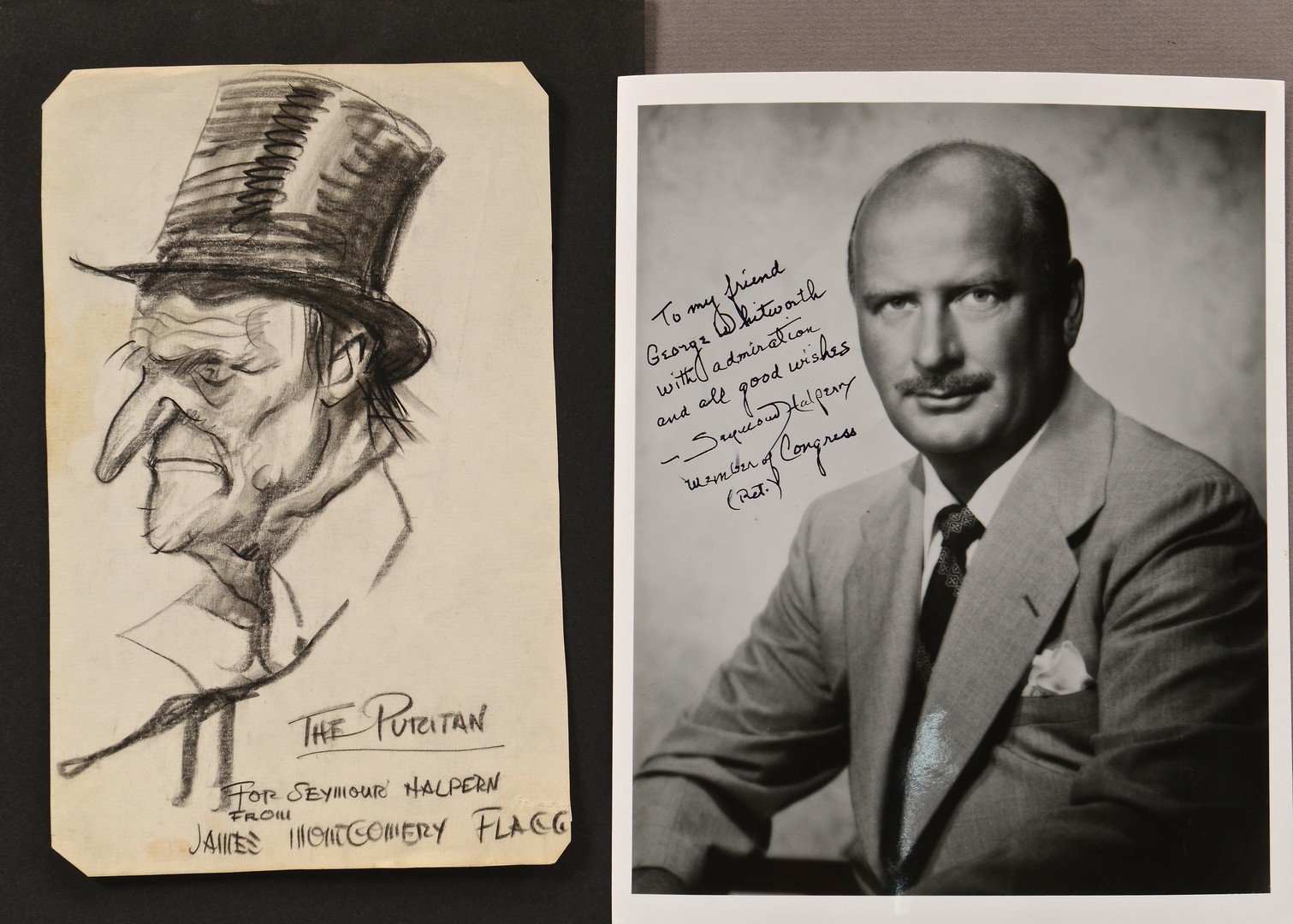 Lot 597: James Montgomery Flagg Drawing Caricature for Rep. Halpern