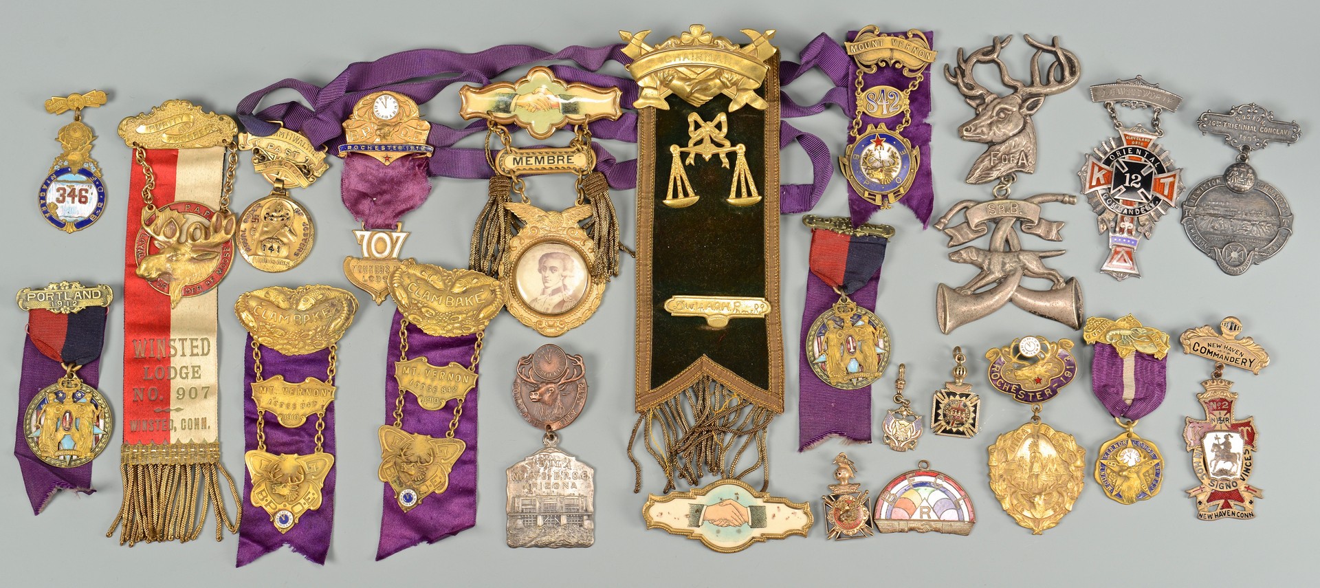 Lot 601: Collection Fraternal, Masonic Badges, 23 items