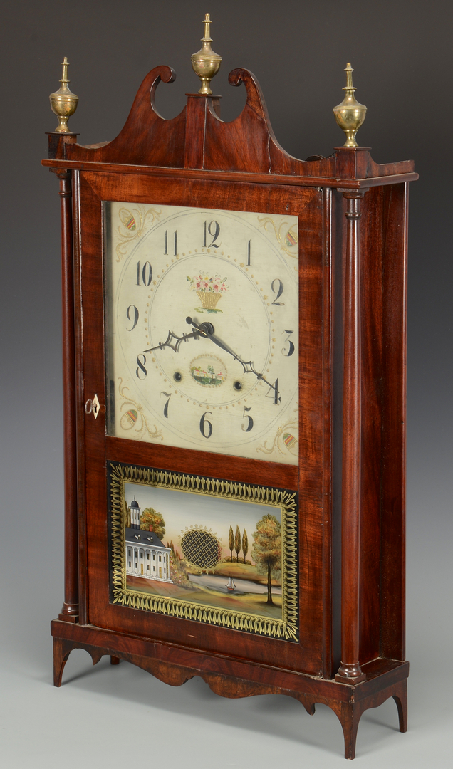 Lot 627: Eli Terry Pillar &amp; Scroll Clock w/Federal design | Case Antiques