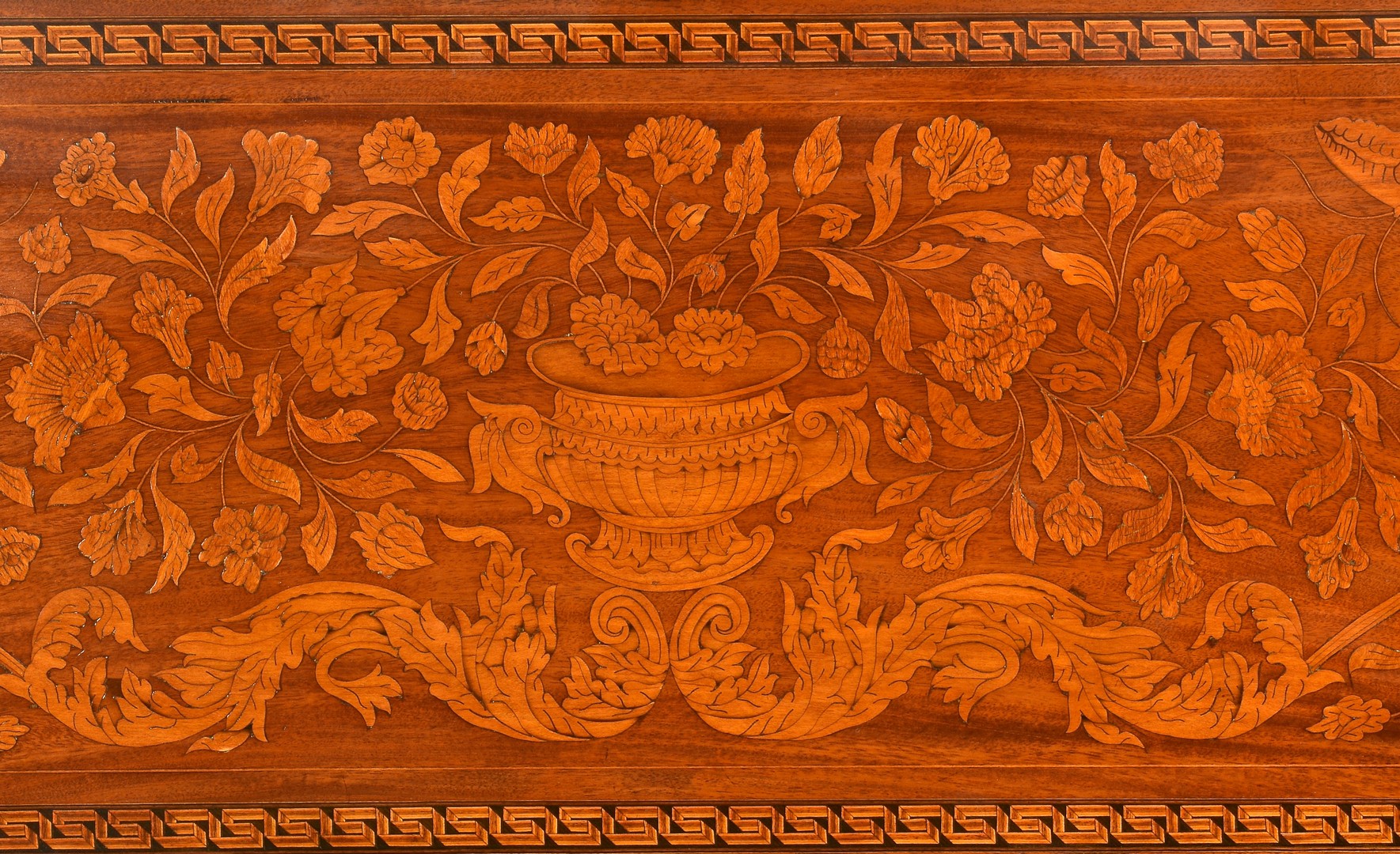 Lot 638: Continental Inlaid Sleigh Bed, Twin Size
