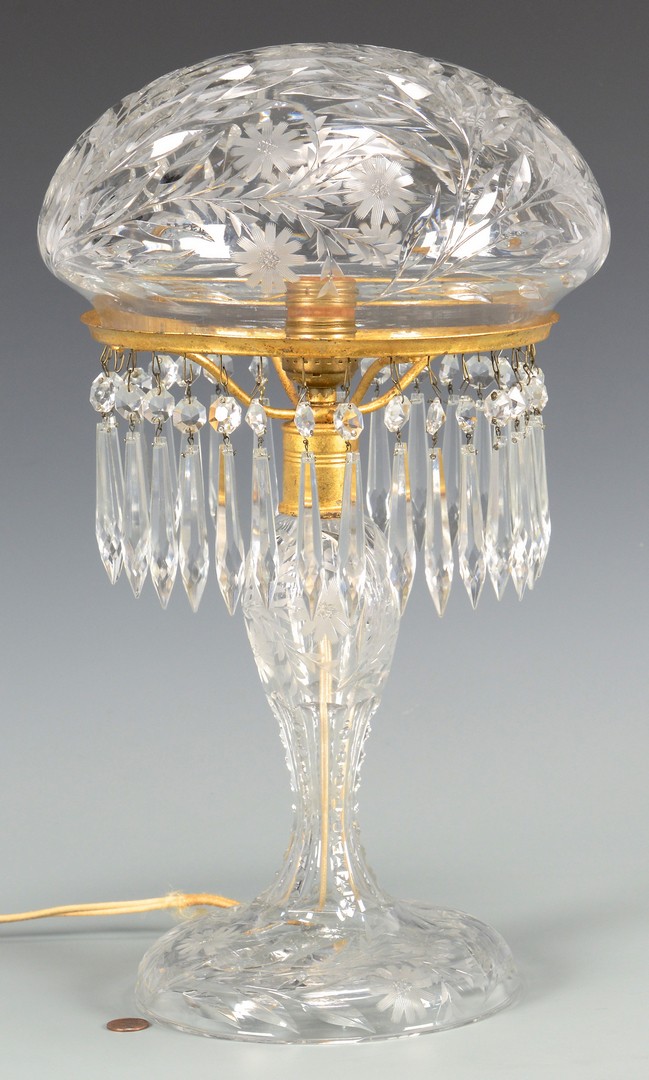 Lot 649: American Brilliant Cut Glass Palor Lamp