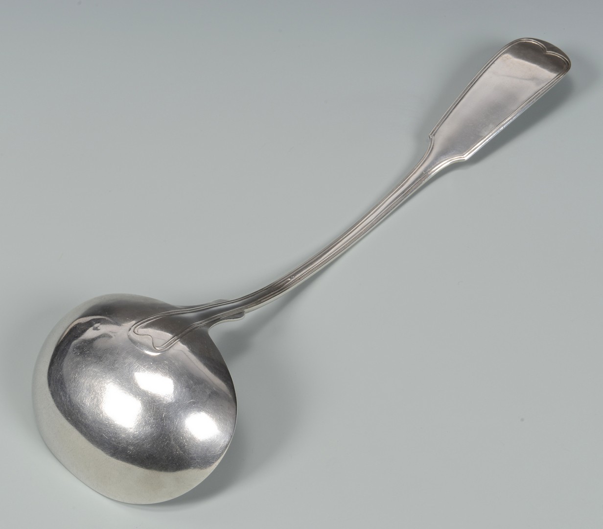 Lot 67: Klein Mississippi coin silver soup ladle