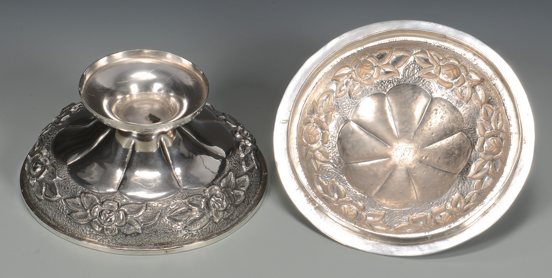 Lot 690: Mexican Sterling Covered Compote