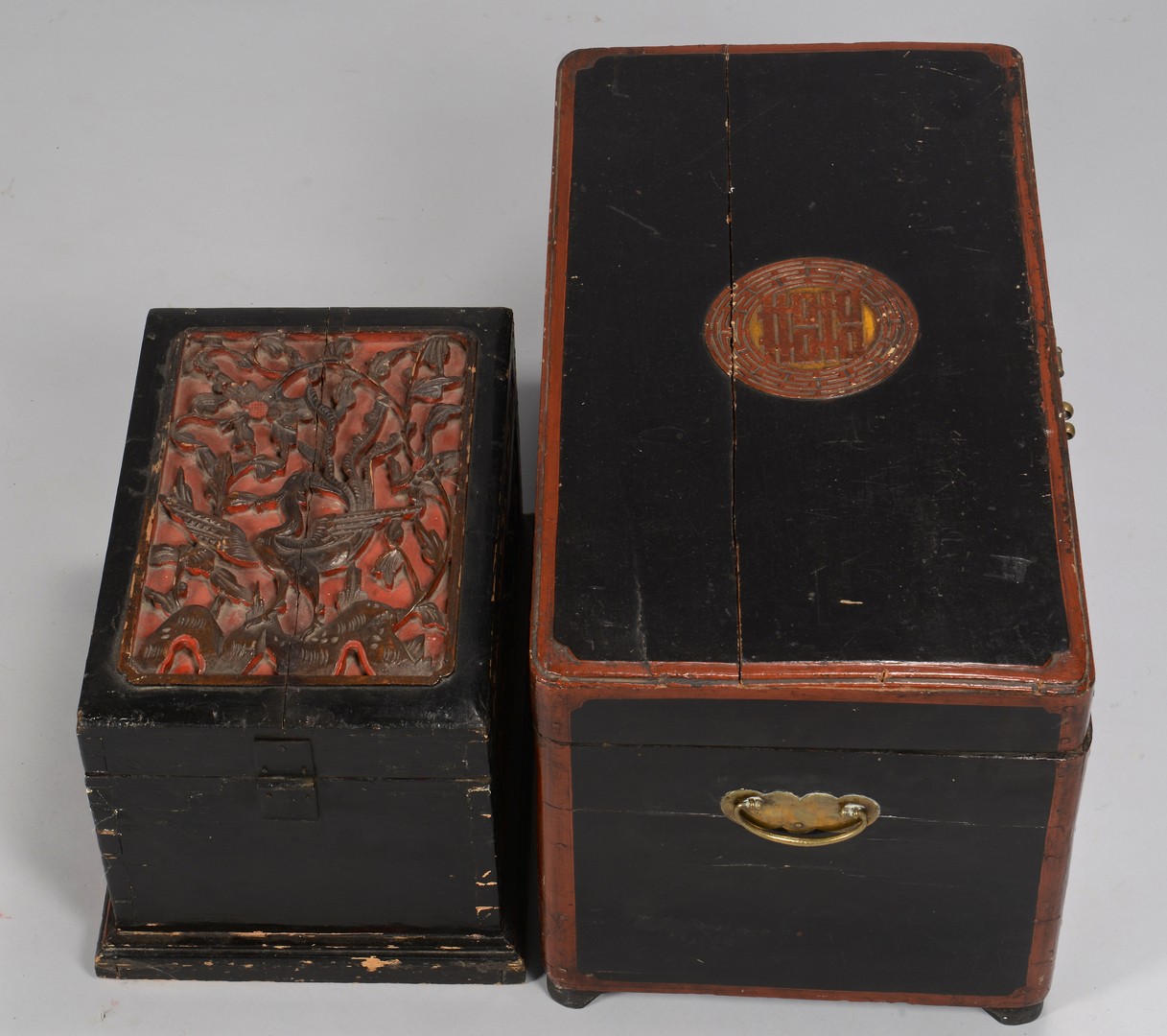 Lot 731: 2 Asian Lacquered Chests, 19th c.