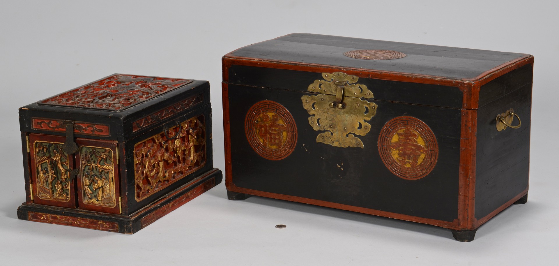 Lot 731: 2 Asian Lacquered Chests, 19th c.