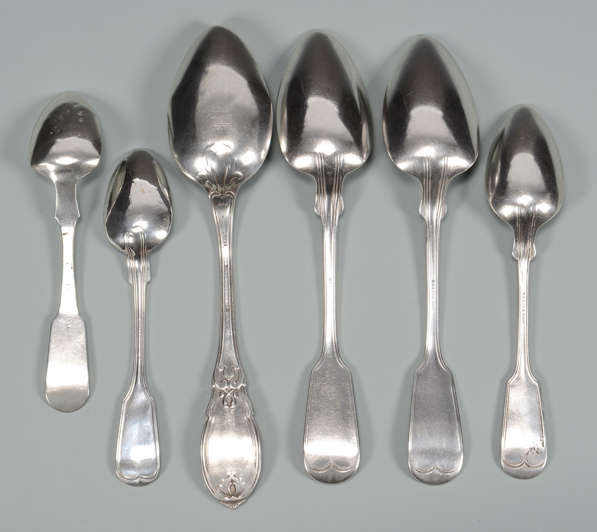 Lot 77: 6 Klein Miss. coin silver spoons