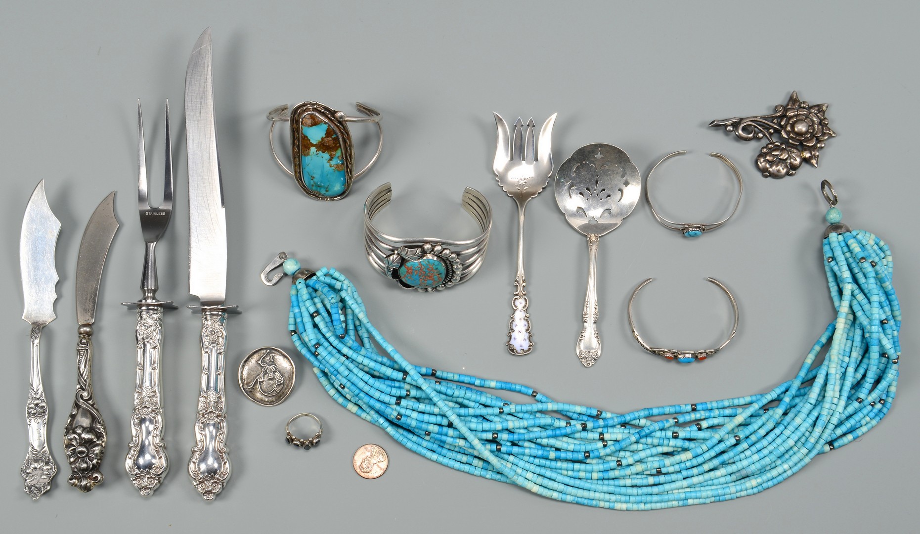 Lot 782: Grouping of Navajo Jewelry & Sterling Silver