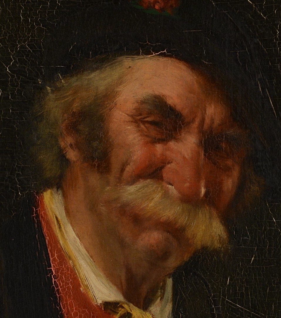 Lot 789: Oil on Board of Gentleman w/ Pipe, Oehring