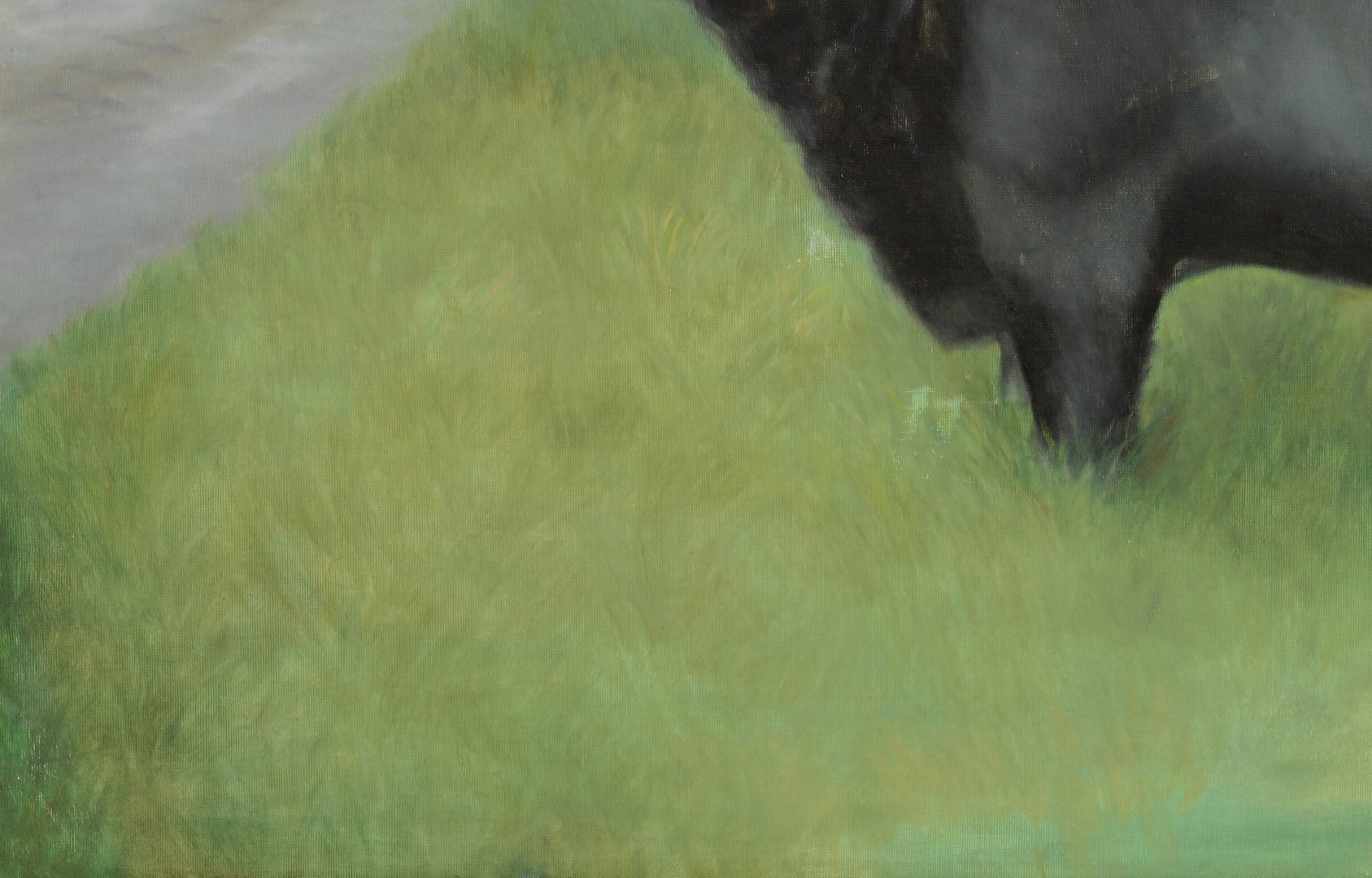 Lot 793: Folk Art Oil on Canvas of Bull, signed Riley