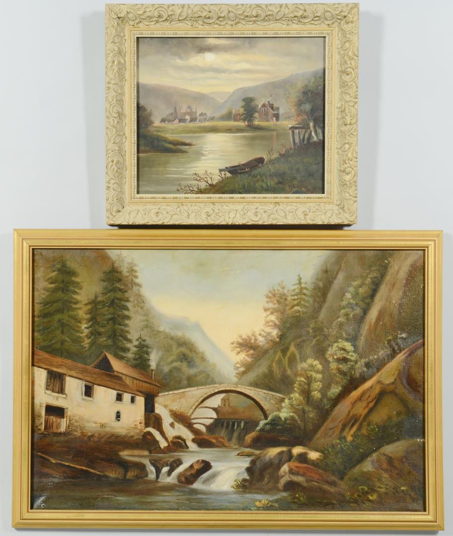 Lot 800: Two 19th c. European School Landscapes