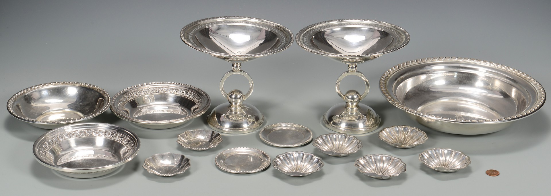 Lot 814: 15 Sterling Silver Table Items