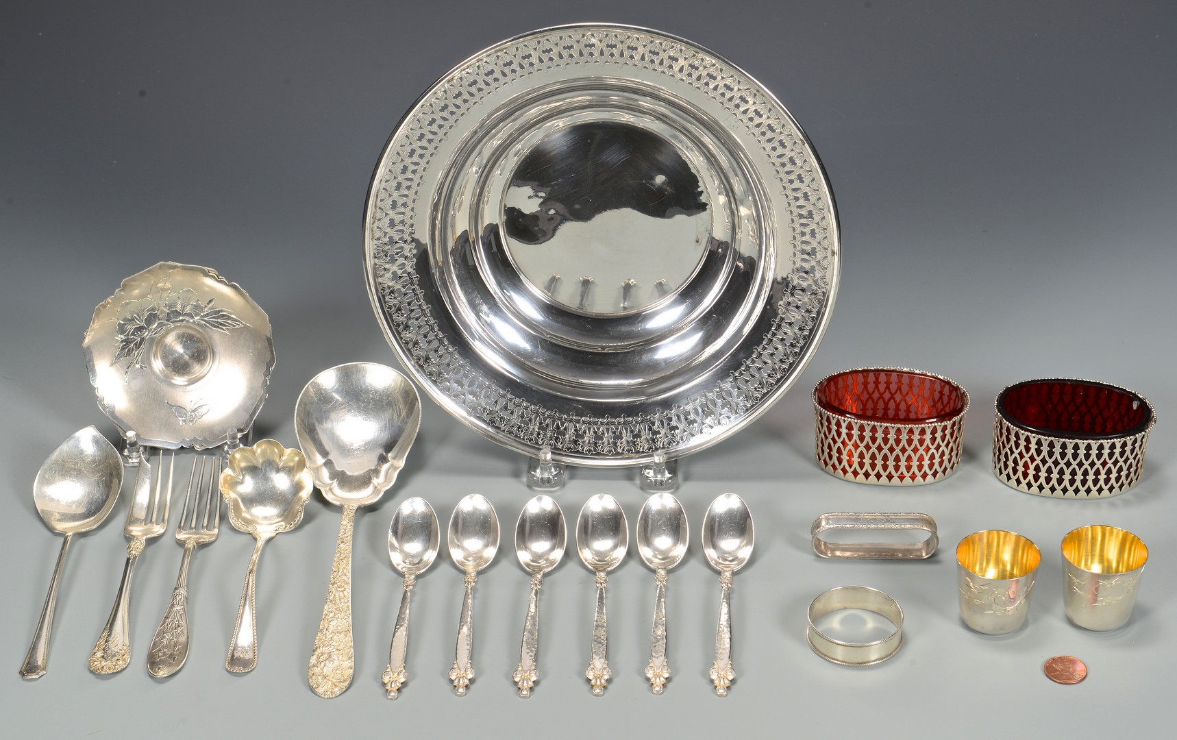 Lot 818: Assd. Silver Hollowware, Flatware, 19 items