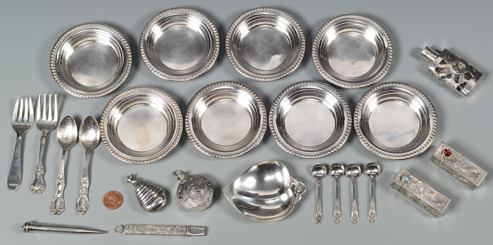 Lot 825: Group of Misc. Sterling Silver Items, 24 Pieces