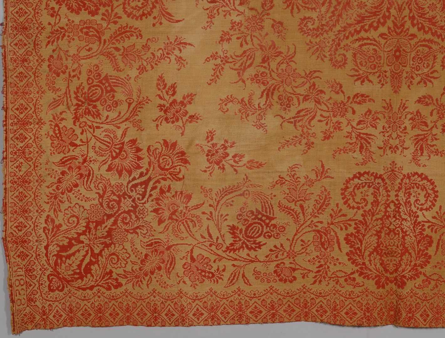 Lot 852: 2 Jacquard Coverlets, Red & Blue