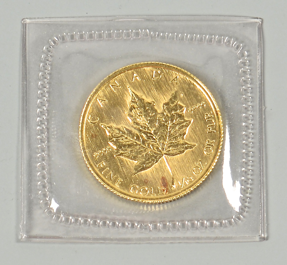 Lot 863: 10 Canadian Maple Leaf 1/10 24K Coins