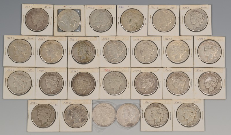 Lot 867: Group of 26 Silver Peace Dollars, 1926-1935.