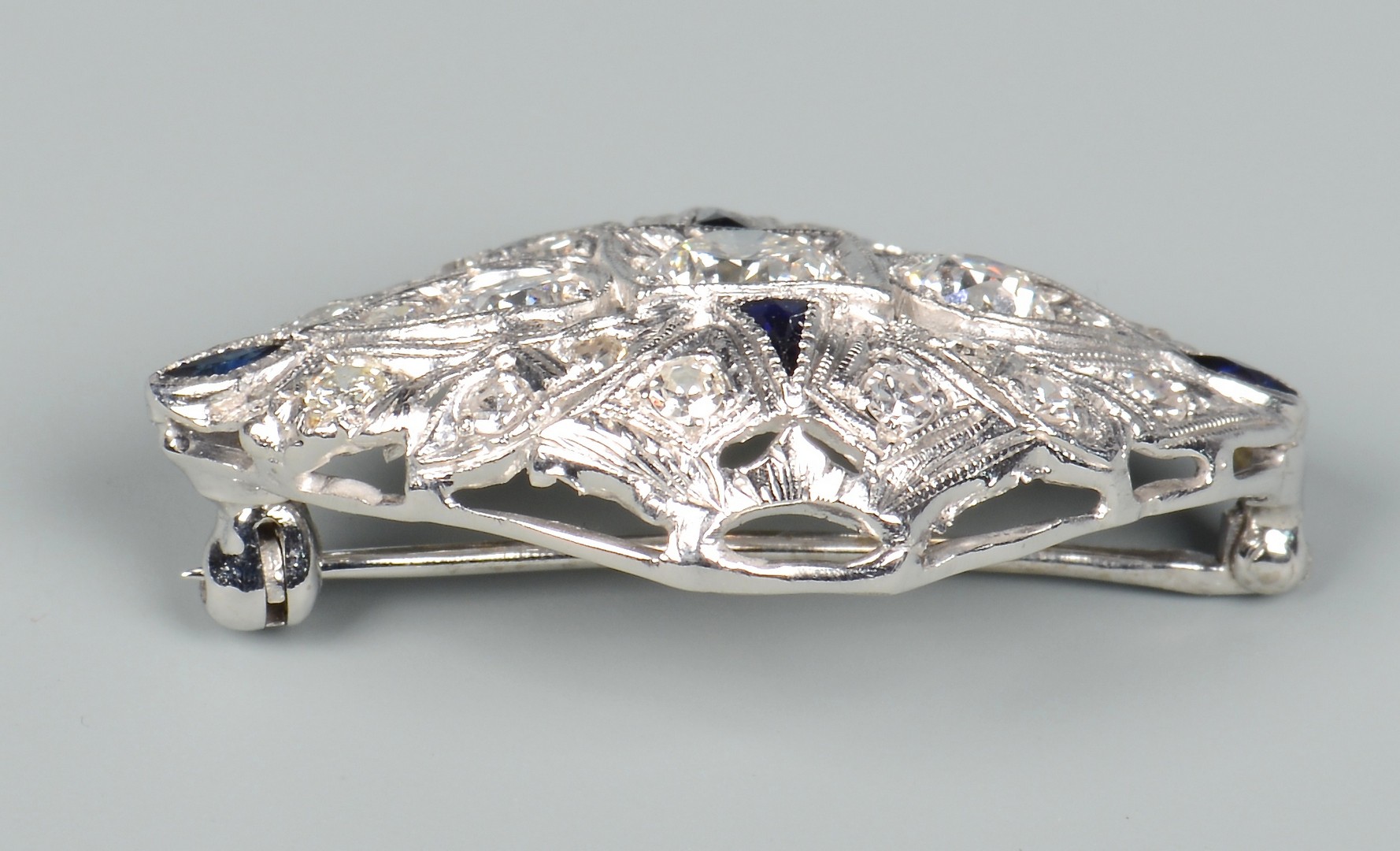 Lot 96: Art Deco Diamond & Sapphire Brooch