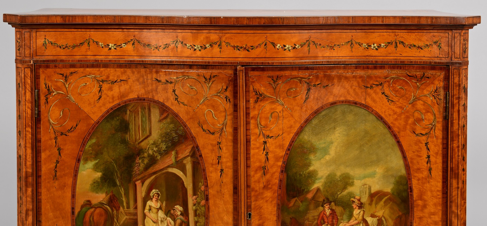 Lot 100: Edwardian Painted Satinwood Cabinet