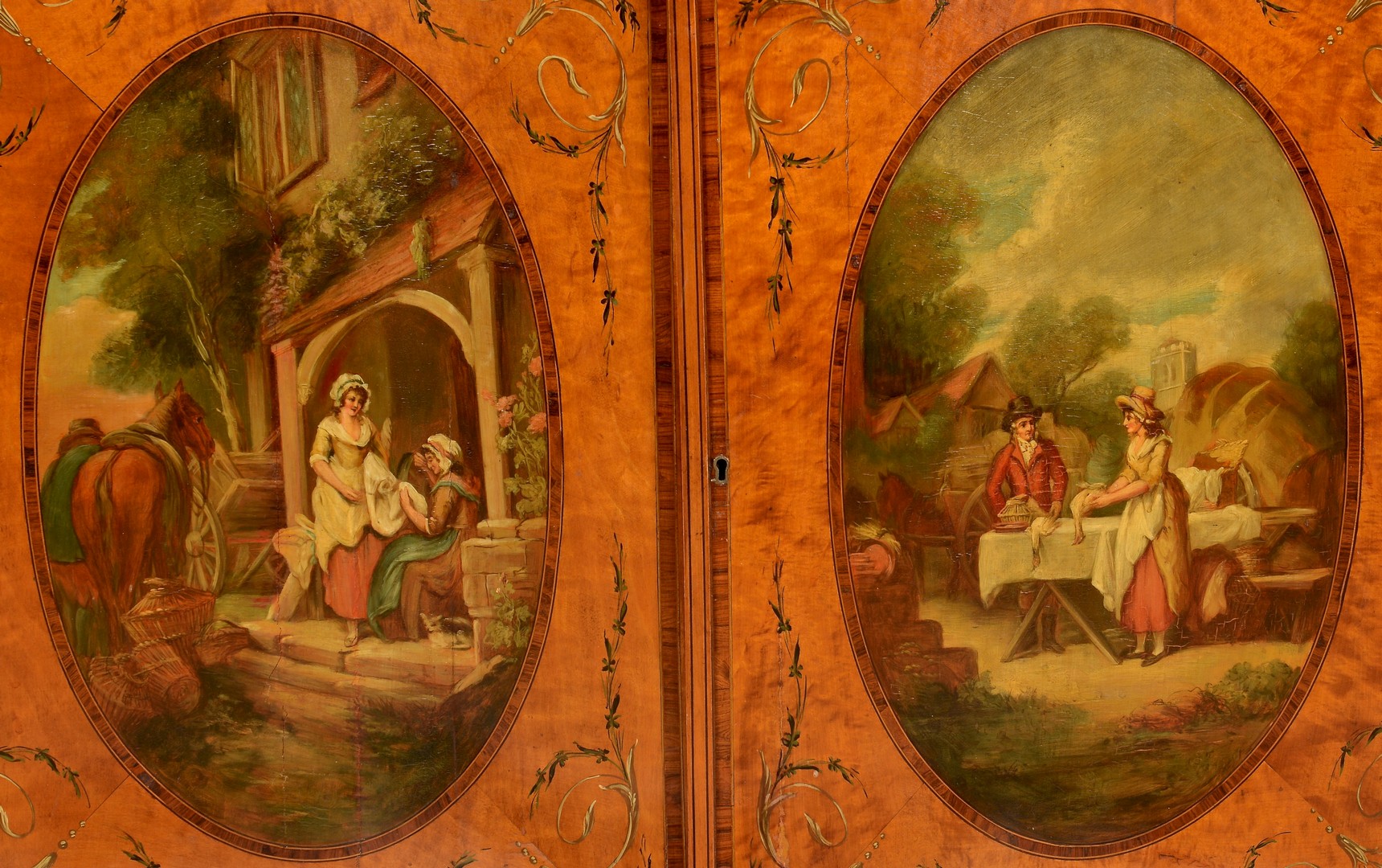 Lot 100: Edwardian Painted Satinwood Cabinet