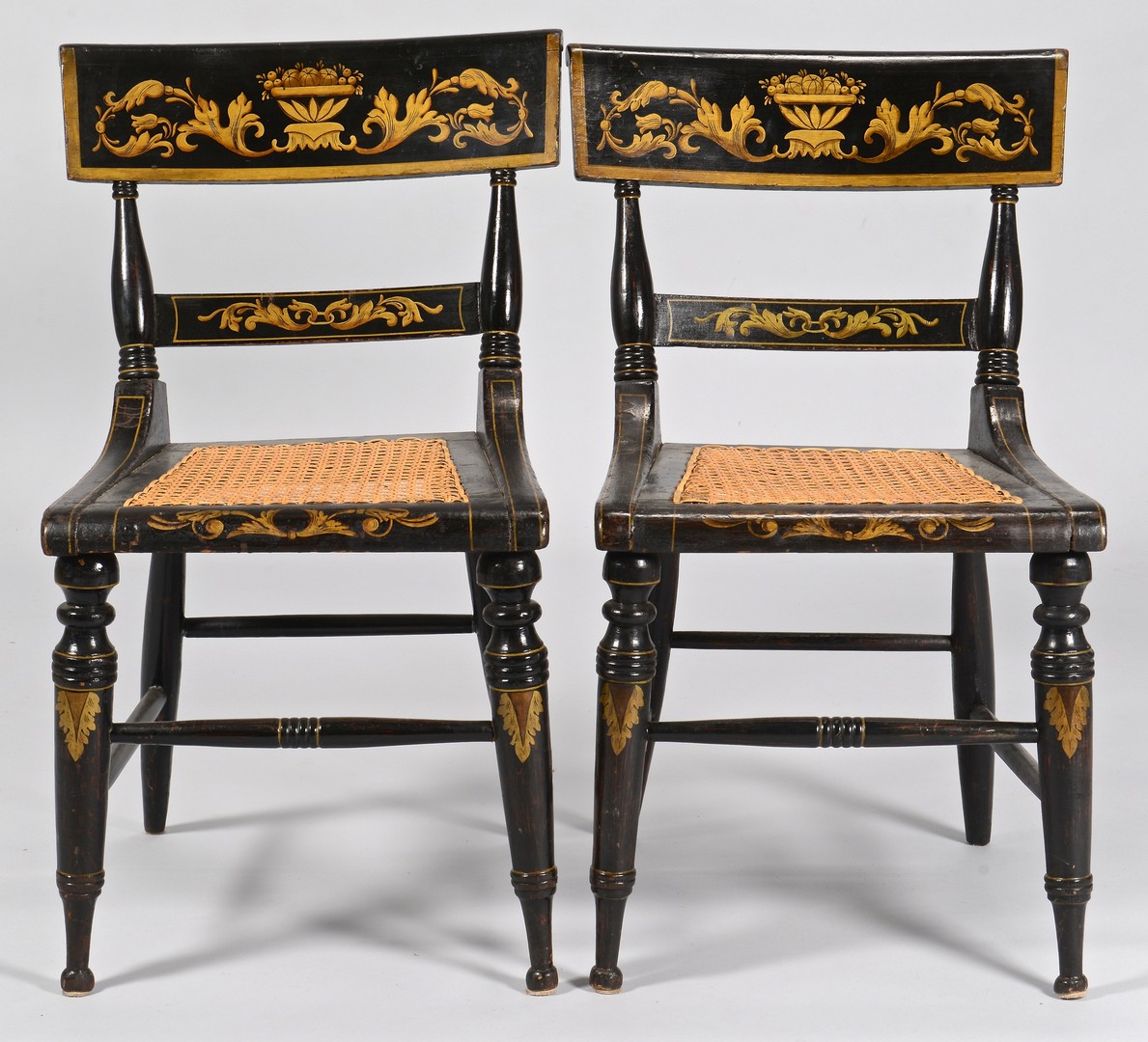 Lot 103: Pair Baltimore painted classical side chairs
