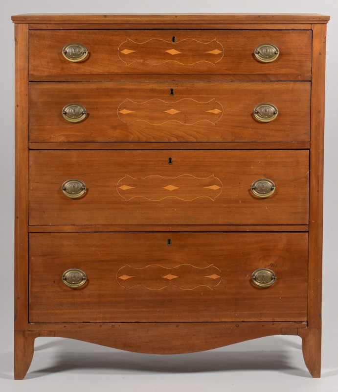 Lot 118: Greene County, TN Inlaid Chest of Drawers
