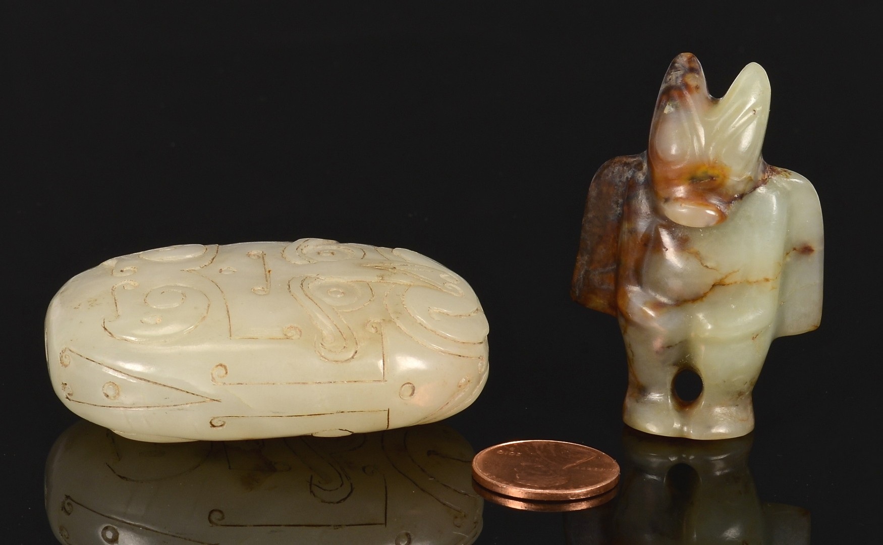 Lot 11: Chinese Jade Pendant, Figure and Toggle