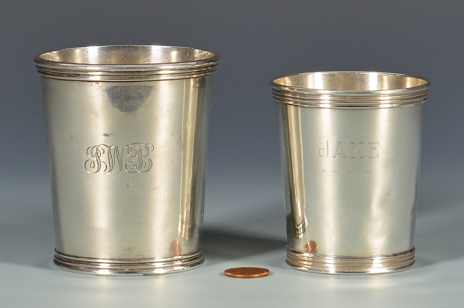 Lot 127: 2 Merriman TN Coin Silver Julep Cups