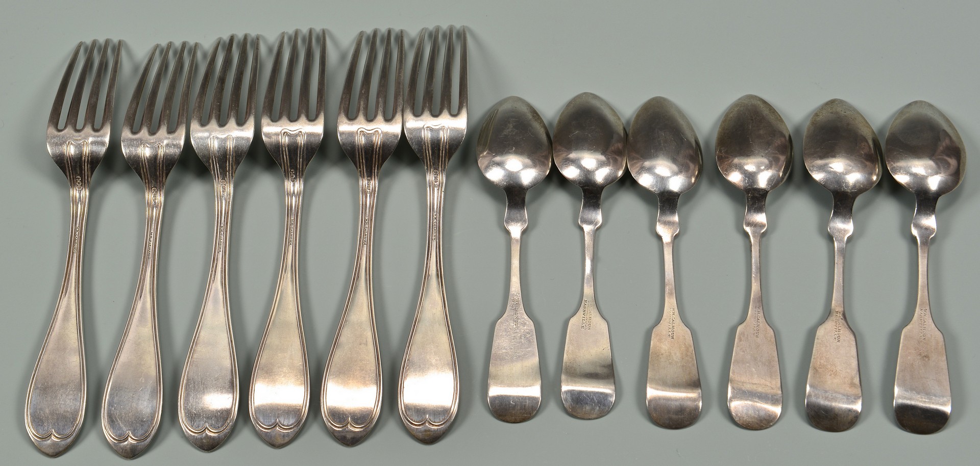 Lot 132: 6 Calhoun Nashville spoons plus 6 forks
