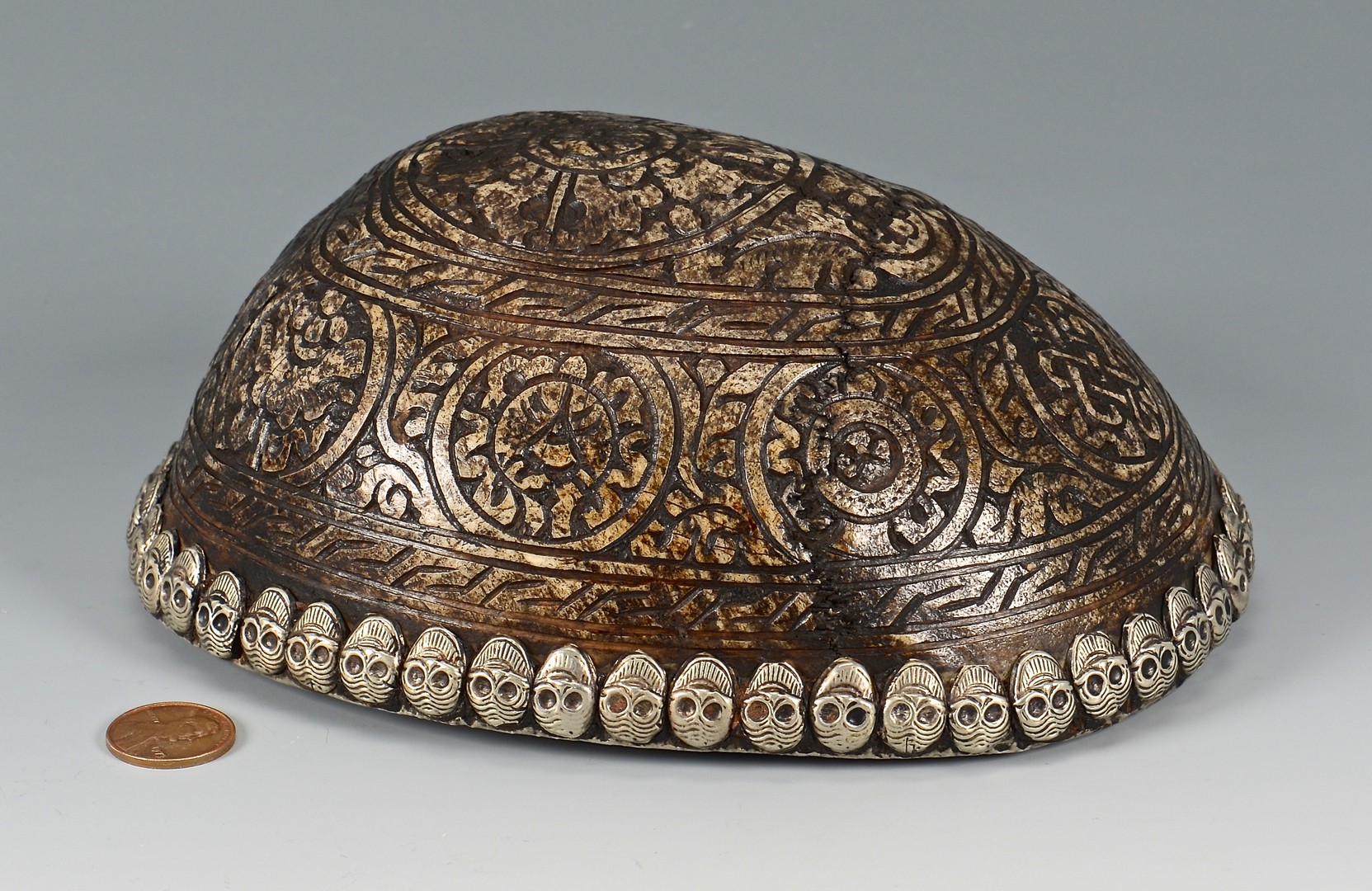 Lot 14: Tibetan Silver Mounted Skull Bowl